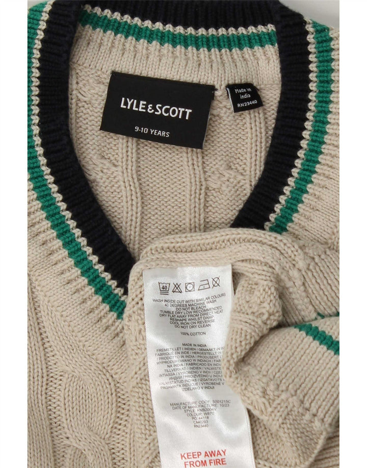 Lyle & Scott Boys V-hals sweater 9-10 år hvid bomuld