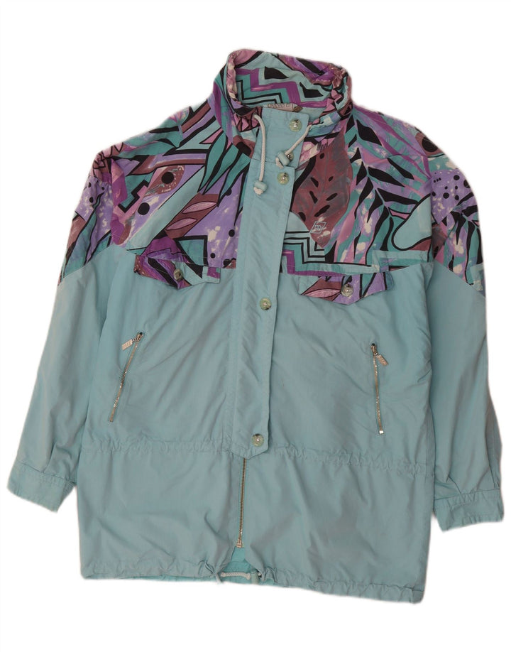 Maser M Dame Oversized Regnfrakke UK 10 Small Turkis Geometric