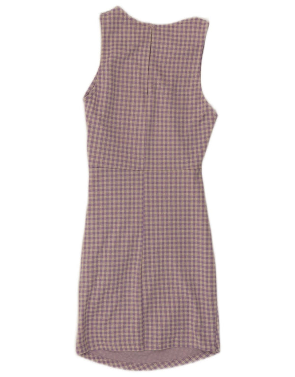Zara Womens Sleeveless Bodycon Dress UK 8 Small Purple Ternet Bomuld