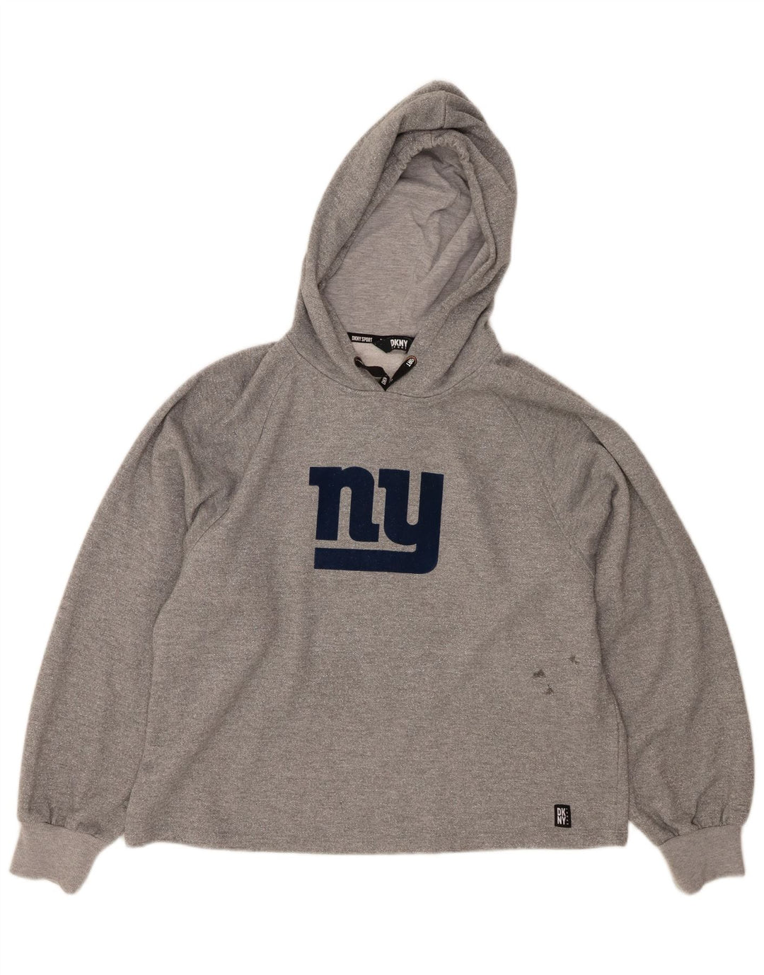 DKNY Womens Grafisk Oversized Hoodie Jumper UK 14 Medium Grey Polyester