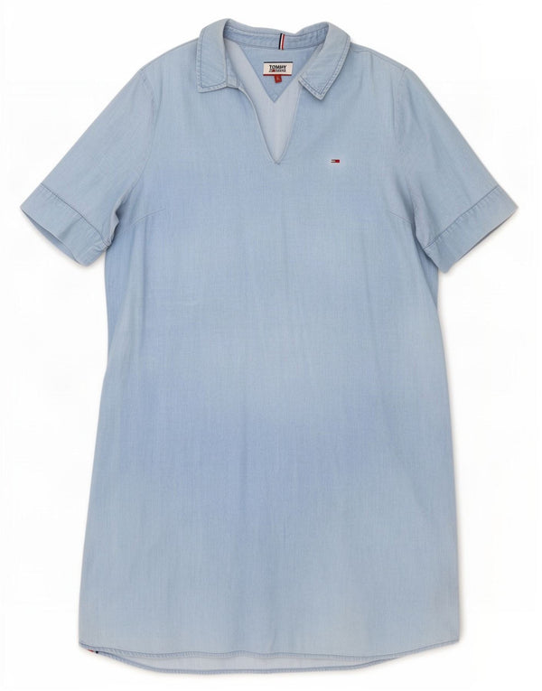 Tommy Hilfiger Womens Graphic Shirt Dress UK 16 Large Blue Cotton