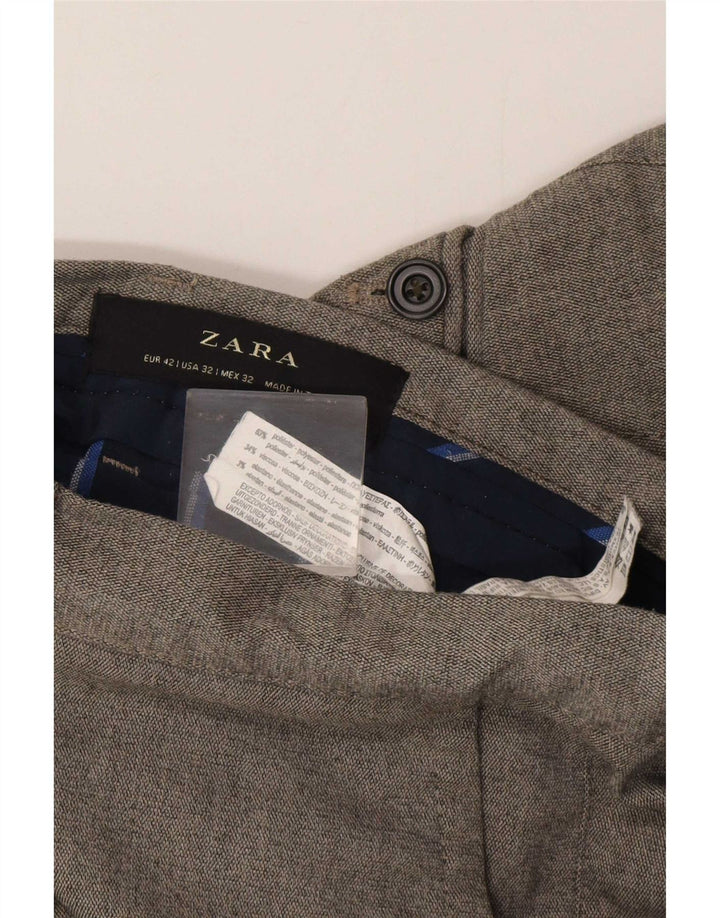 Zara Herre Slim Chino Bukser EU 42 Large W32 L29 Grå Polyester
