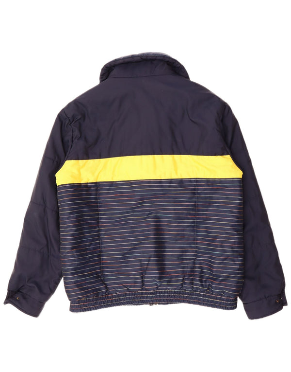 SAN FELICE Mens Bomber Jacket UK 42 XL Navy Blue Colourblock Cotton