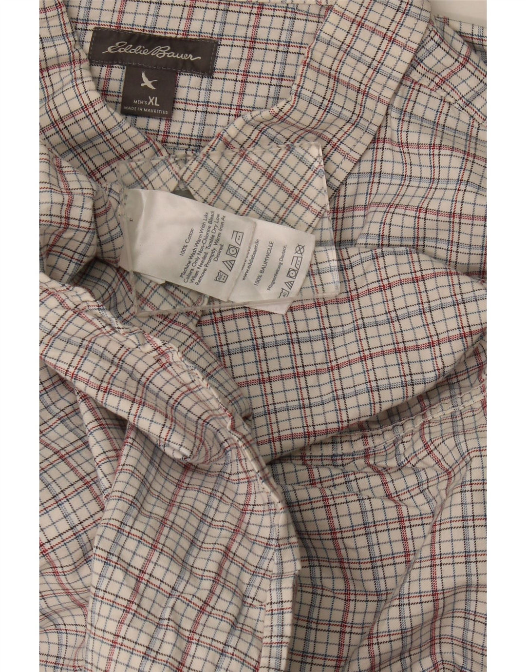Eddie Bauer Herre Relaxed Fit skjorte XL hvid ternet bomuld