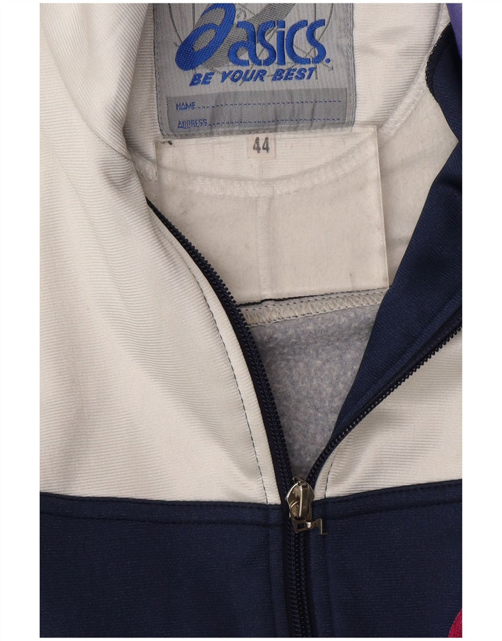 ASICS Womens Tracksuit Top Jacket IT 44 Medium Navy Blue Colourblock