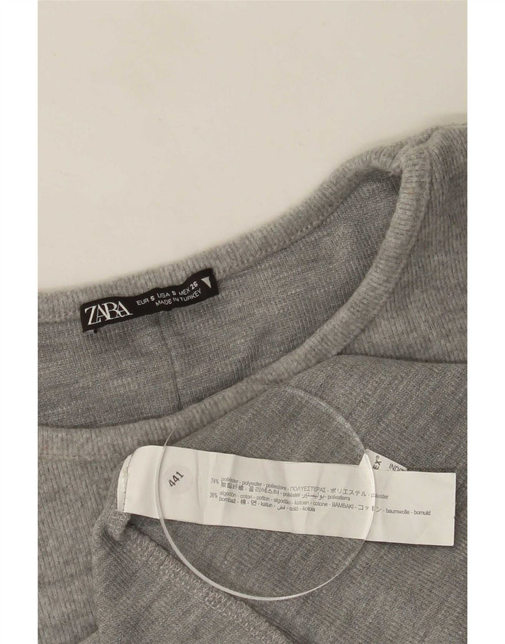 Zara Womens Basic Dress UK 8 Small Grå Polyester