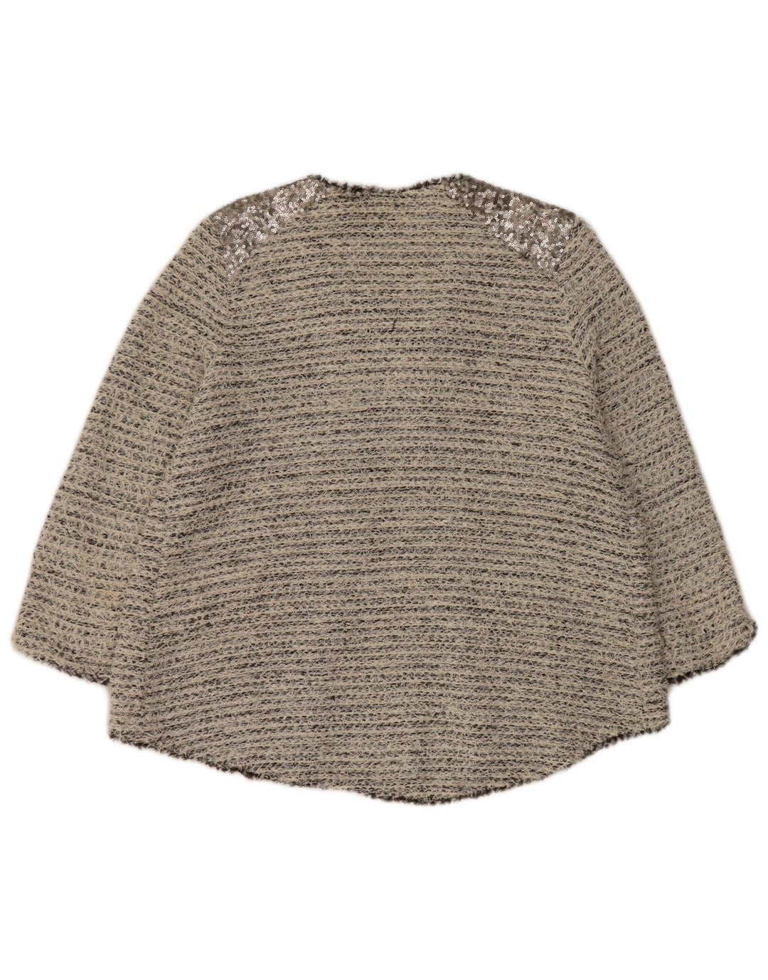 Zara Dame Cardigan Sweater UK 14 Stor Grå Bomuld