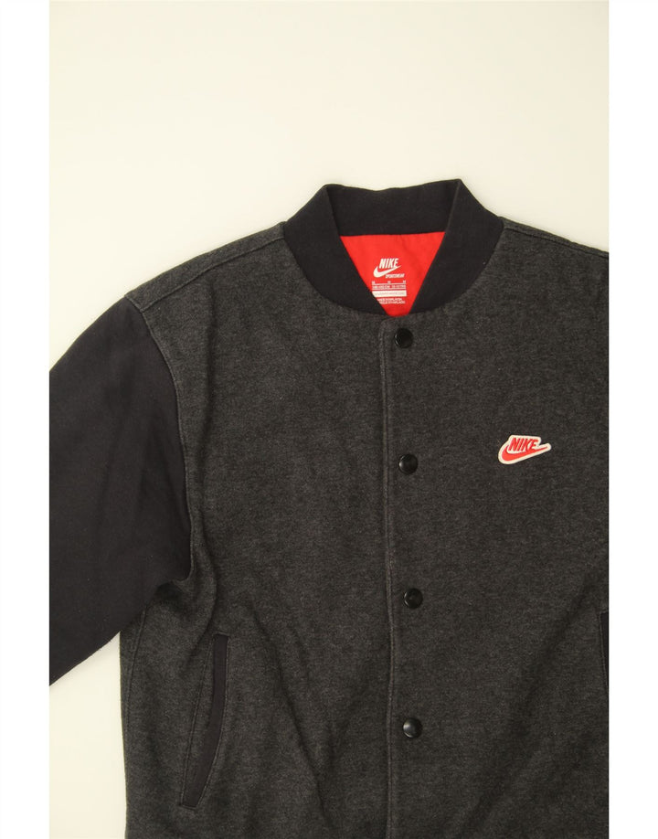 NIKE Boys Varsity Jacket 10-11 Years Medium Grey Colourblock Cotton Vintage Nike and Second-Hand Nike from Messina Hembry 