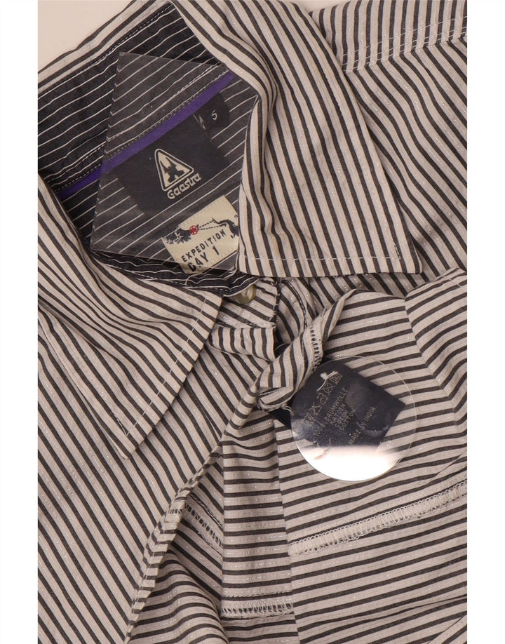 Gaastra Womens Shirt UK 10 Small Grey Pinstripe Bomuld