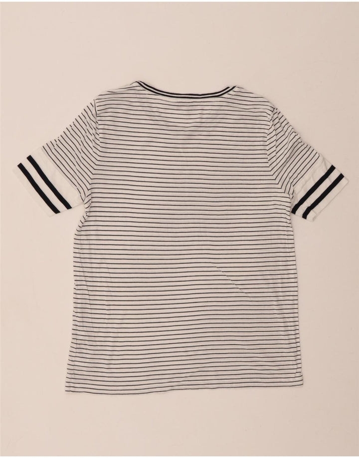 TOMMY HILFIGER T-shirt top til kvinder UK 14 Medium hvid stribet Lyocell