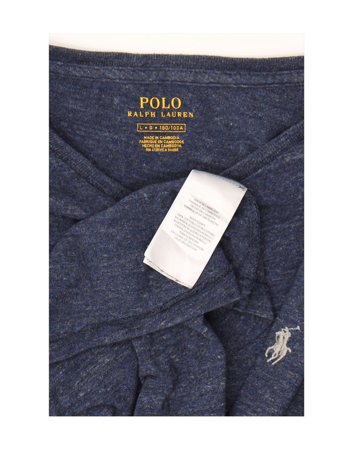 Polo Ralph Lauren Dame Top Langærmet UK 16 Large Navy Blue Bomuld