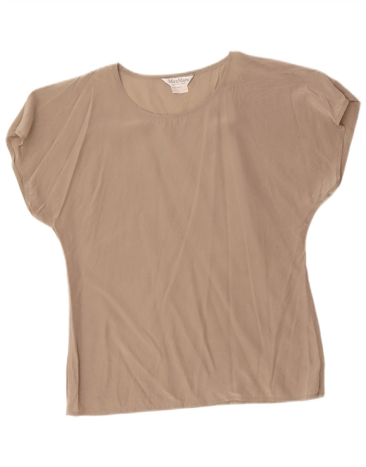 Max Mara Damebluse Top UK 12 Medium Grå Silke