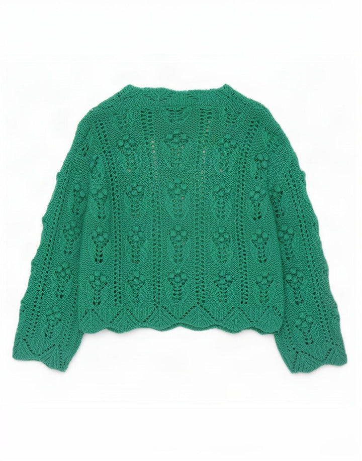 Zara Dame Oversized Turtle Neck Jumper Sweater UK 10 Small Green Acryl