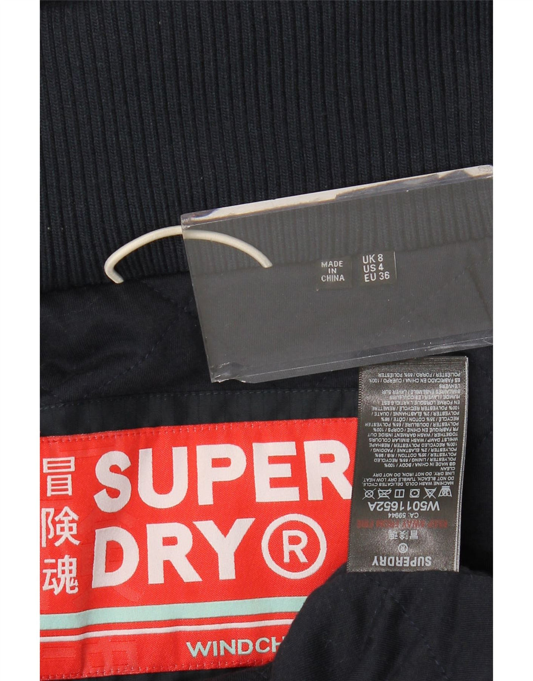 SUPERDRY Dame grafisk hættejakke UK 8 Small Navy Blue