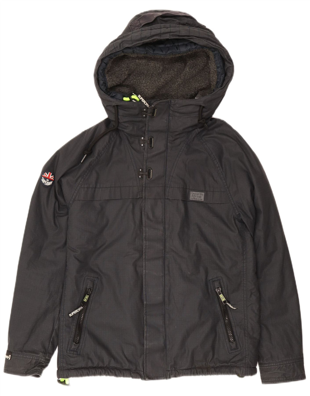 Superdry Windbreaker-jakke med hætte til mænd UK 40 Stort marineblåt logo