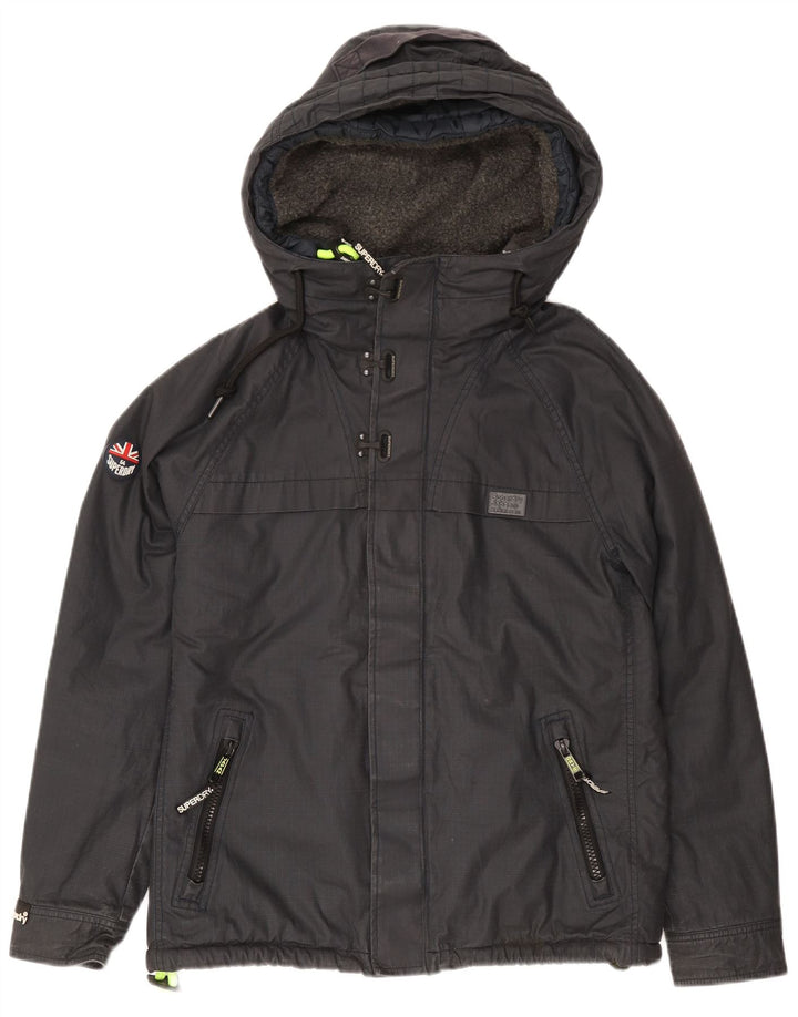 Superdry Windbreaker-jakke med hætte til mænd UK 40 Stort marineblåt logo