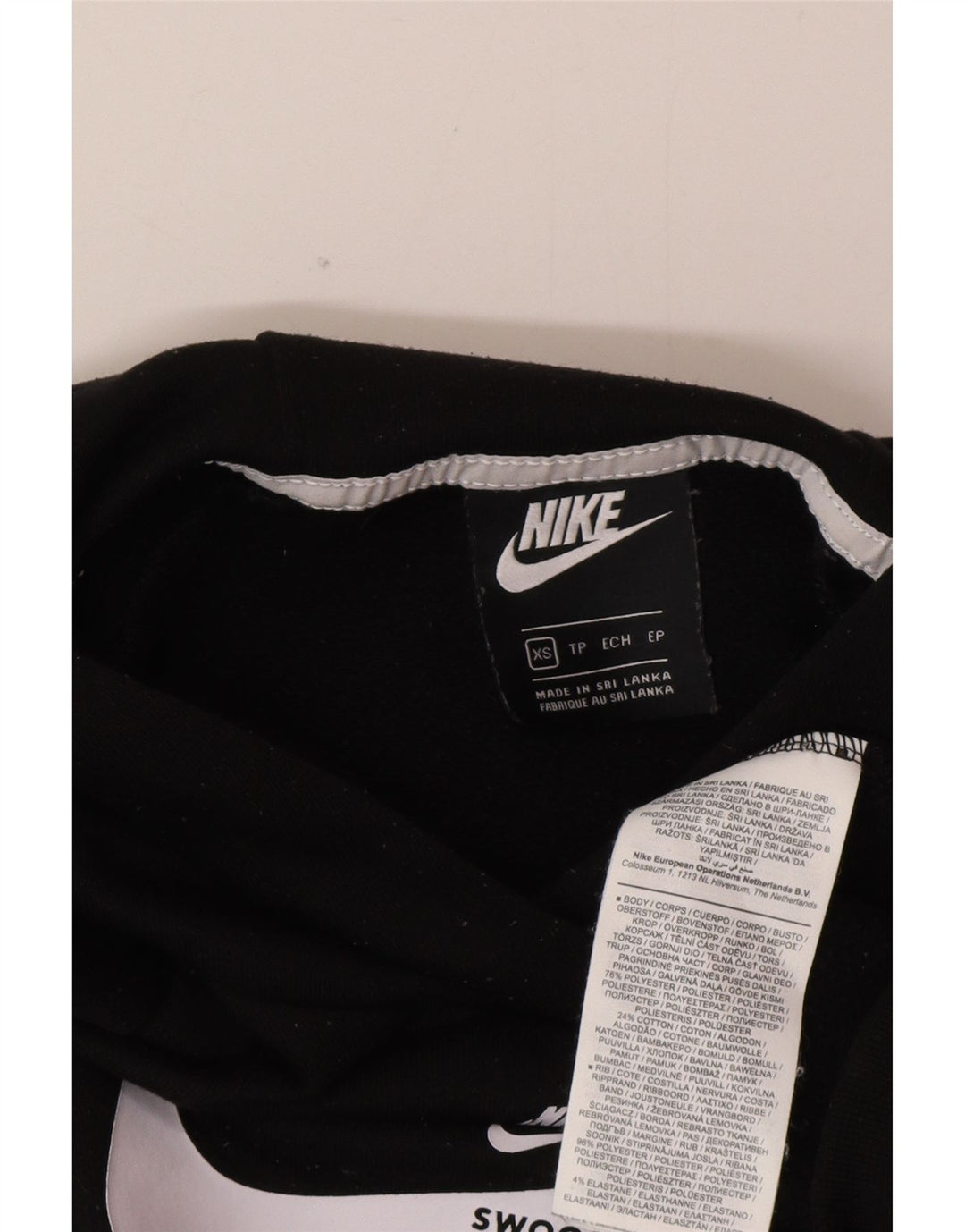 Nike Grafisk Oversized Hoodie Jumper til kvinder UK 6 XS Sort Polyester