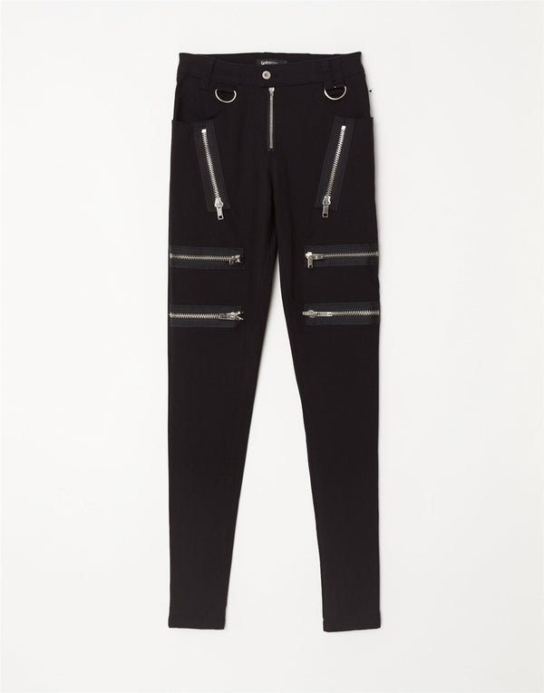 EMP Womens Gothicana Slim Casual Trousers W28 L32 Black Cotton