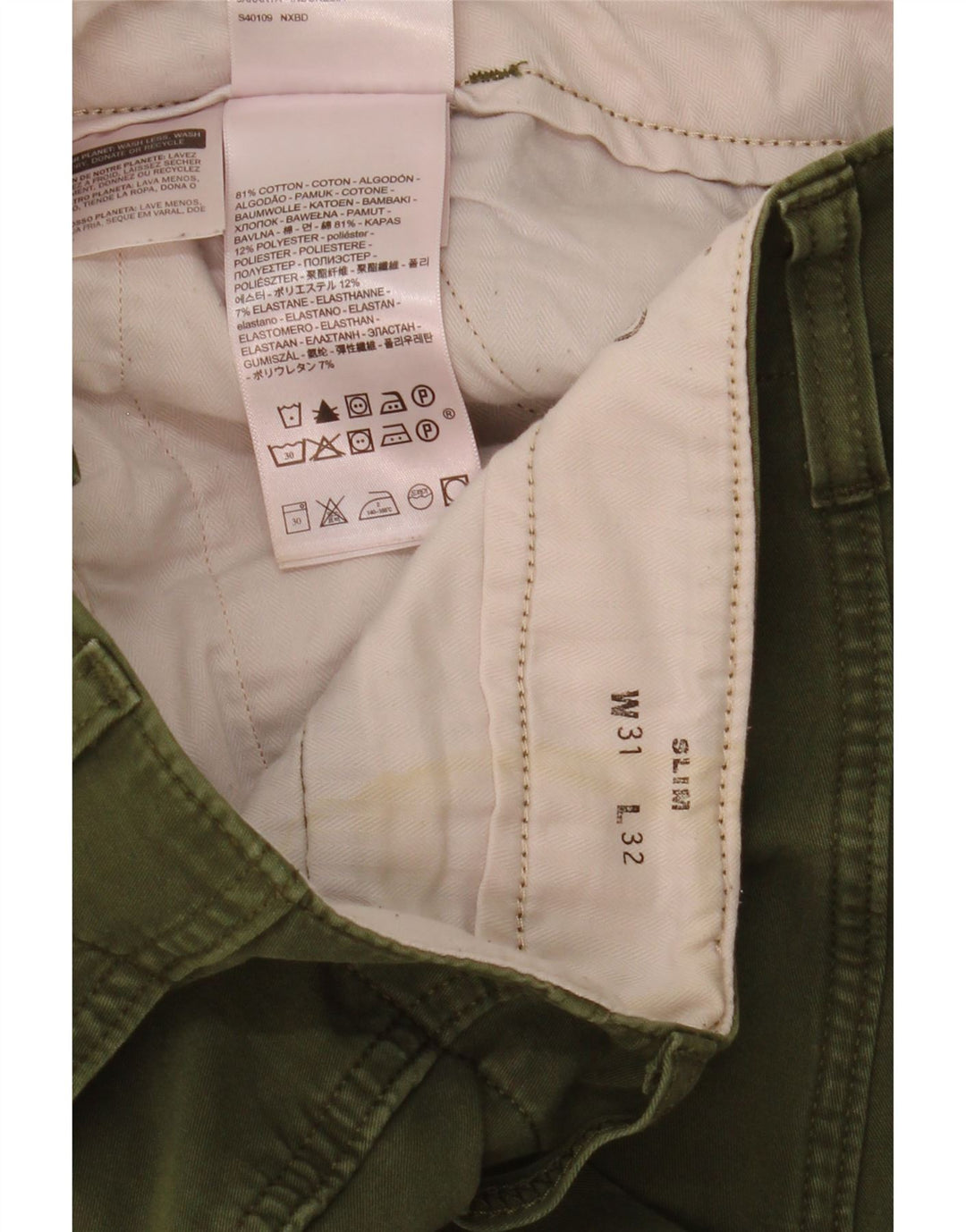 Levi's Slim Cargo-bukser til mænd W31 L30 Grøn bomuld