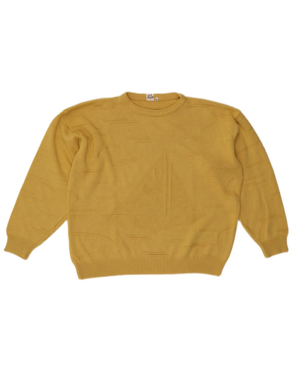 Vintage dame sweater med rund hals i overstørrelse IT 50 XL gul