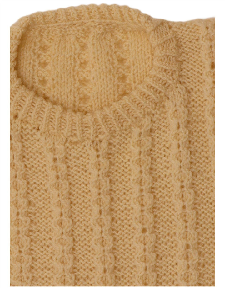 VINTAGE Womens Crew Neck Jumper Sweater UK 10 Small Yellow