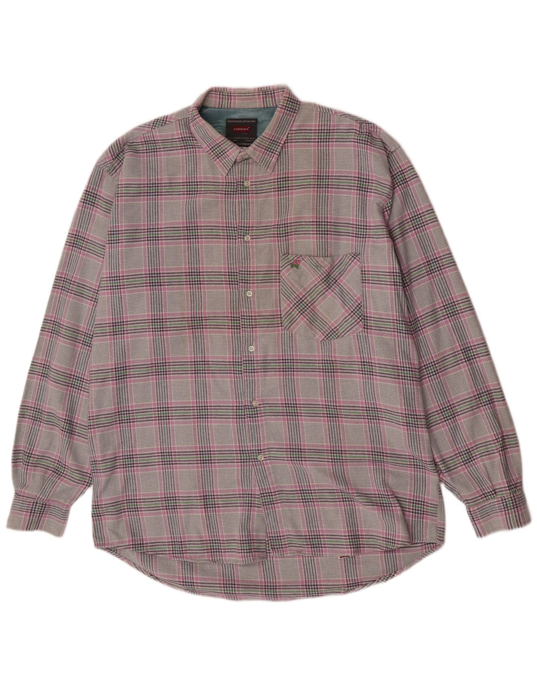 Carrera Herre Regular Fit Flanellskjorte XL Grå Plaid Bomuld