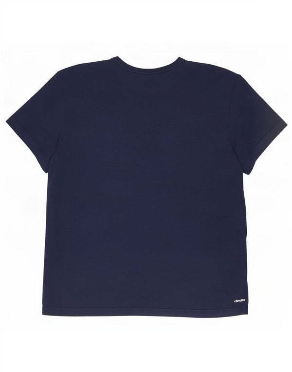 Adidas Dame Climalite grafisk T-shirt top UK 18 XL marineblå bomuld