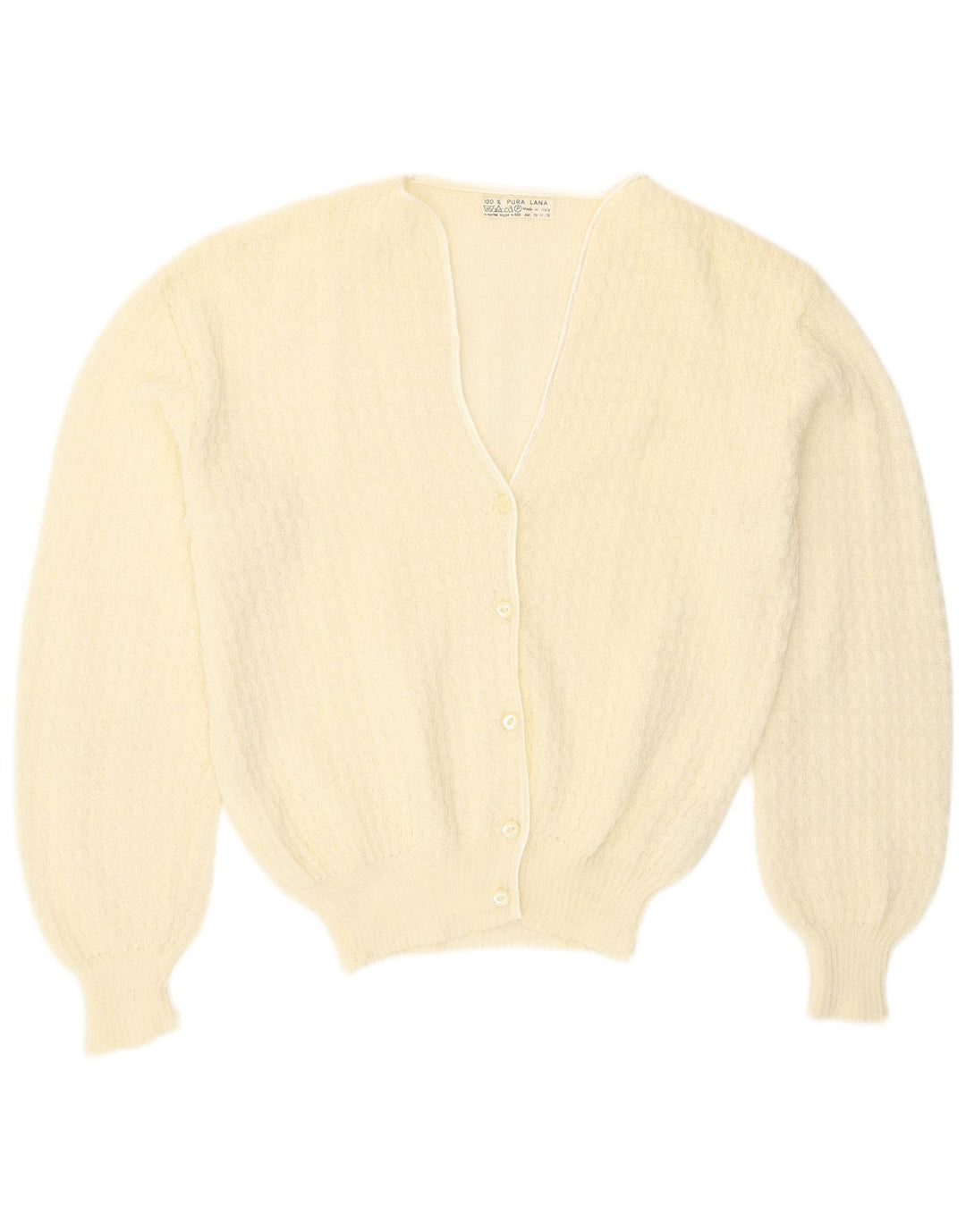 Vintage dame cardigan sweater UK 16 Large Off White Uld