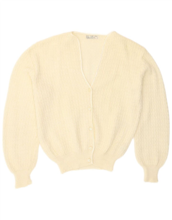 Vintage dame cardigan sweater UK 16 Large Off White Uld