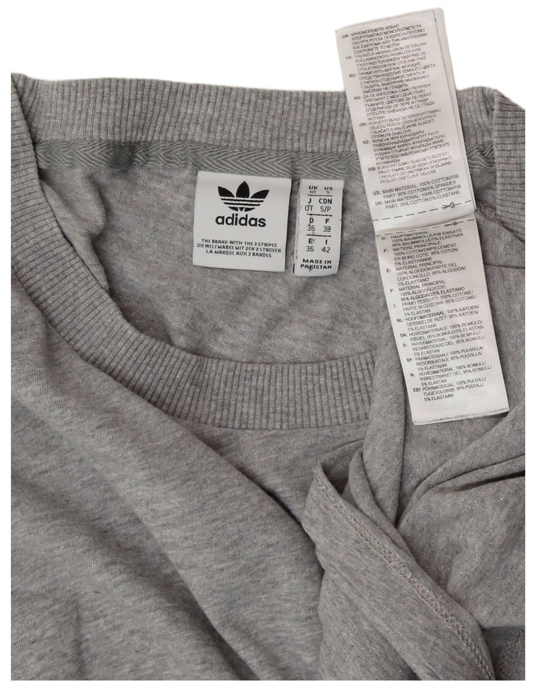 ADIDAS Dame Oversized T-Shirt Top UK 10 Lille Grå Bomuld