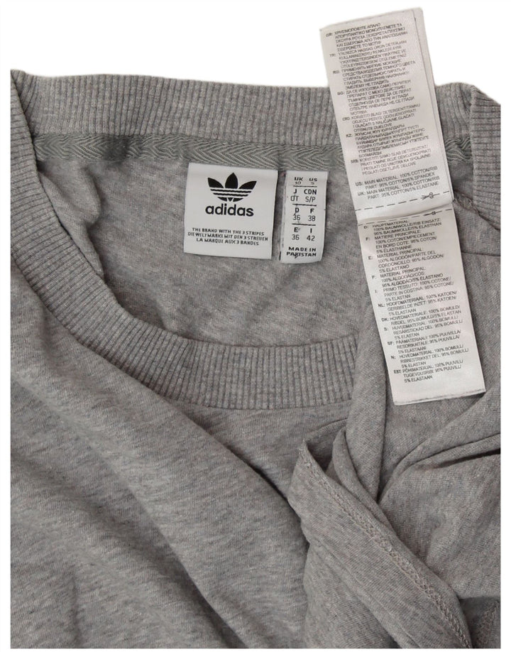 ADIDAS Dame Oversized T-Shirt Top UK 10 Lille Grå Bomuld