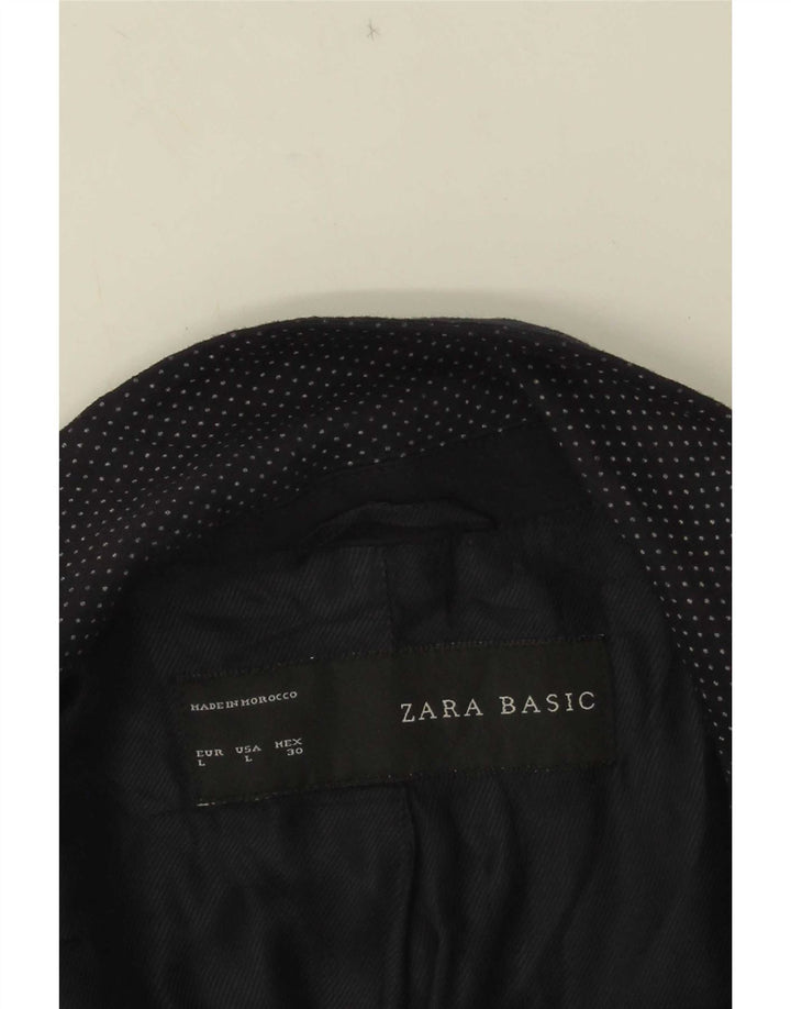 Zara Dame 1 Knap Blazer Jakke UK 14 Stor Marineblå Plettet