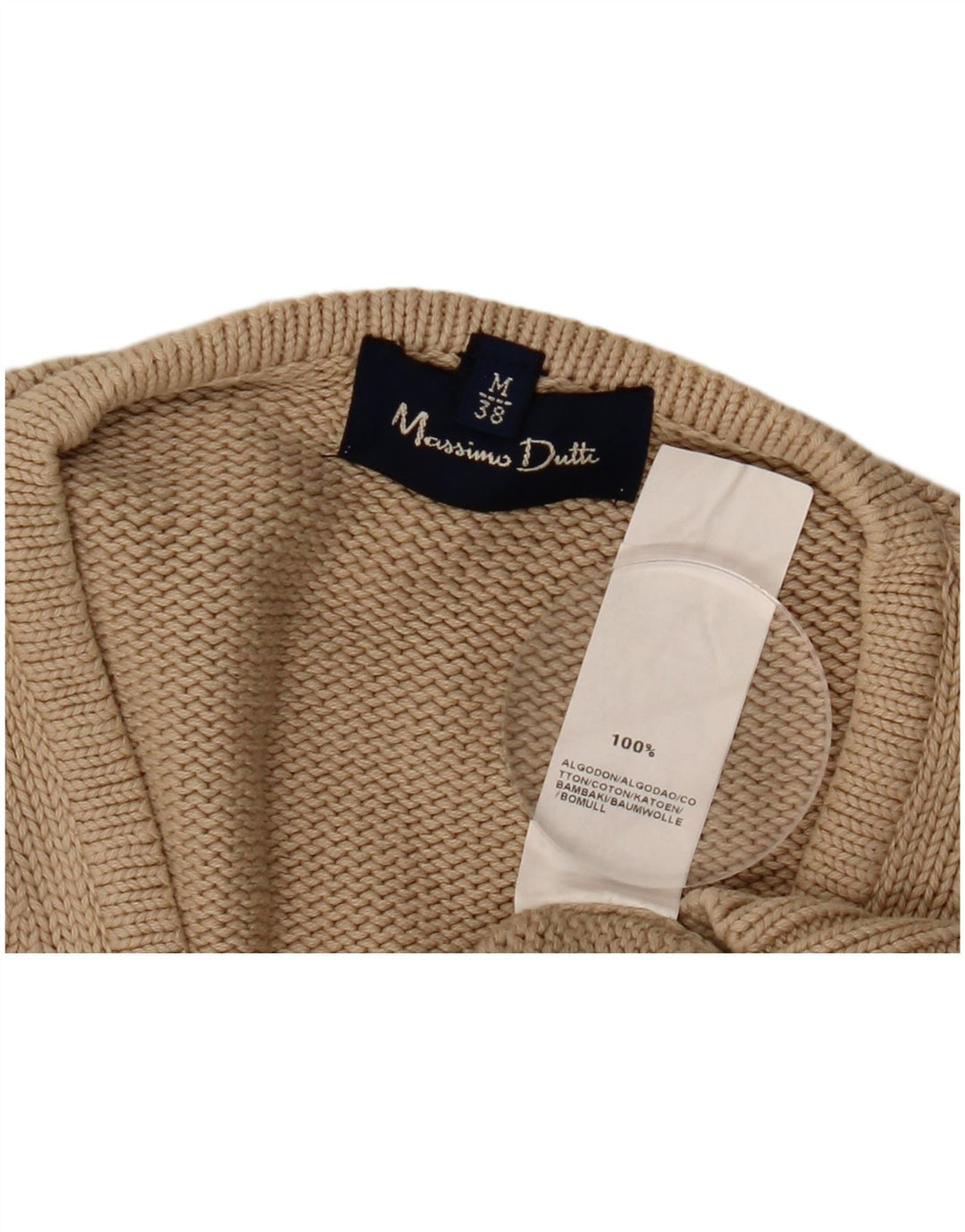 MASSIMO DUTTI Herre V-hals sweater EU 38 Medium Beige Bomuld