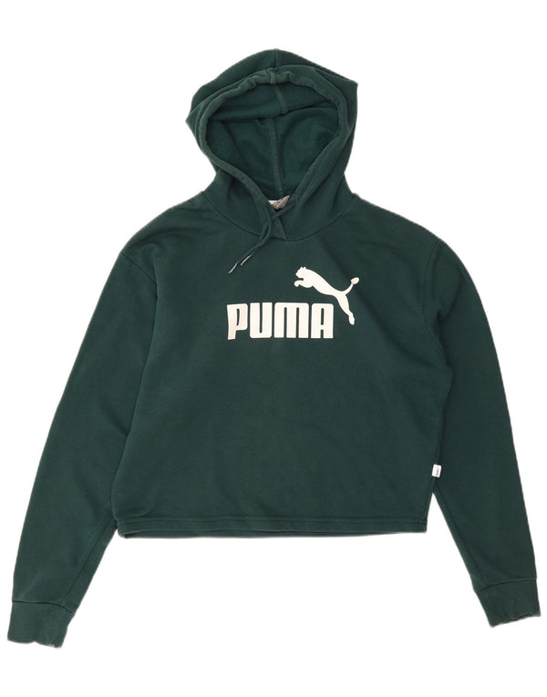 Puma Dame Oversized Crop Grafisk Hoodie Jumper UK 10 Lille grøn bomuld