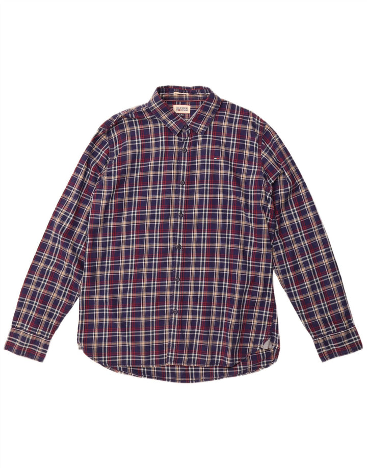 Tommy Hilfiger Flannelskjorte til mænd XL Navyblå ternet bomuld