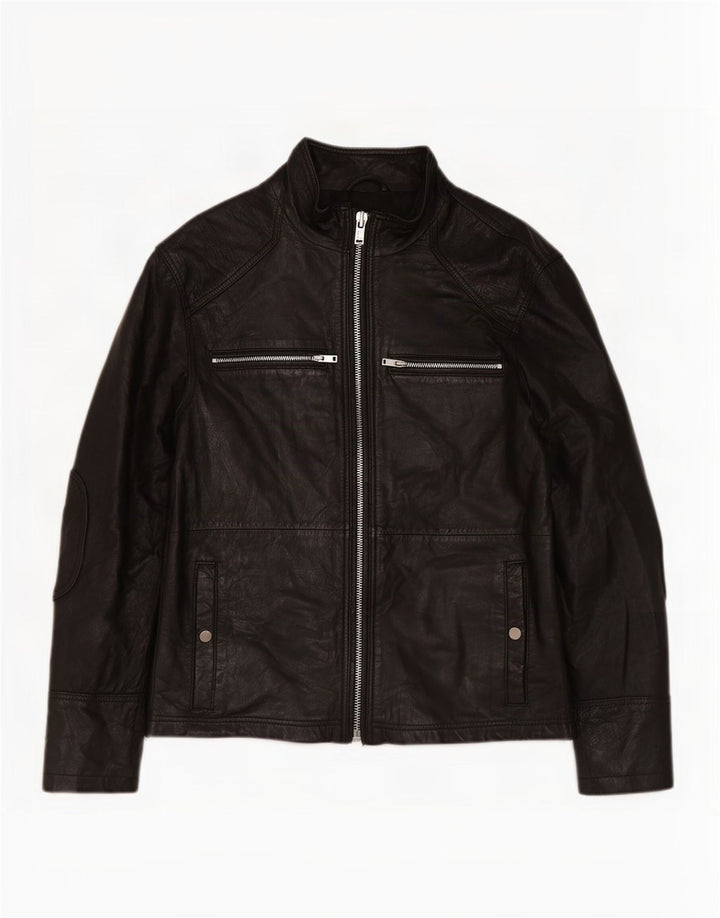 BARNEYS Herre Læderjakke UK 38 Medium Sort