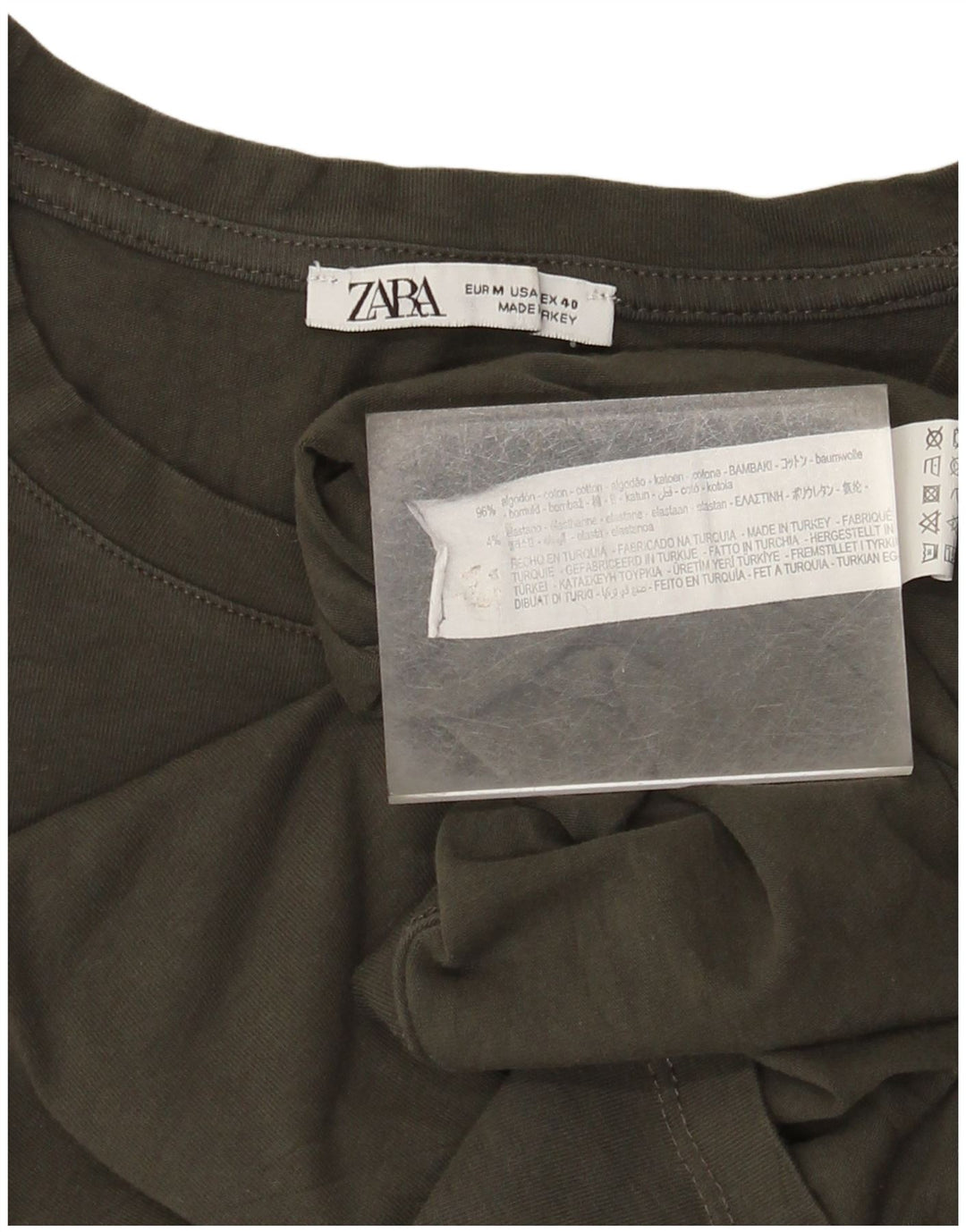 Zara Herre T-Shirt Top Medium Brun Bomuld