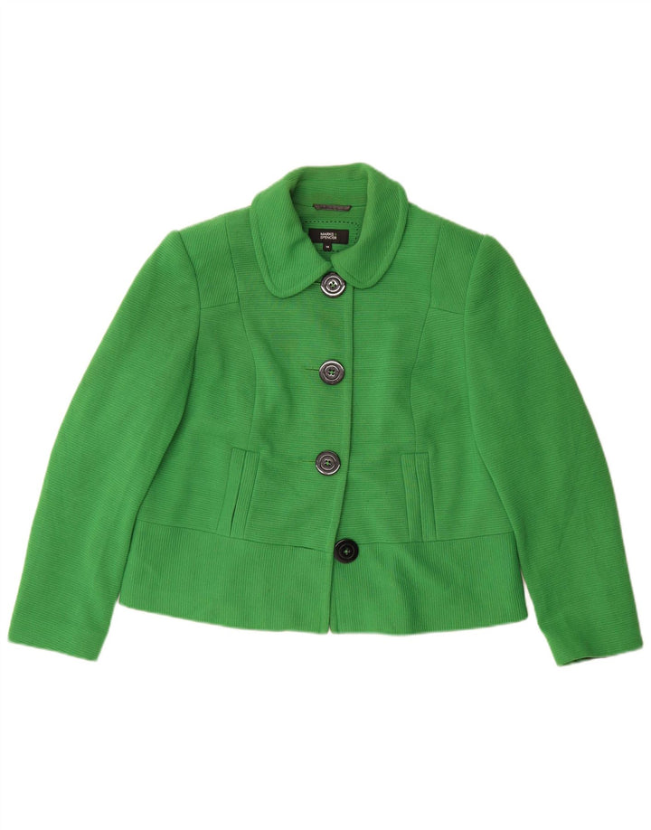 Marks & Spencer Dame 4-knaps blazerjakke UK 16 Stor grøn polyester