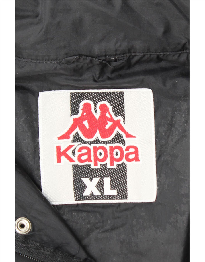 KAPPA Herre Grafisk Windbreaker Jacket UK 42 XL Sort Nylon