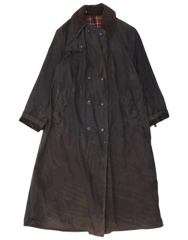 Barbour Dame Vokset Bomuld Overfrakke UK 12 Medium Navy Blue Bomuld