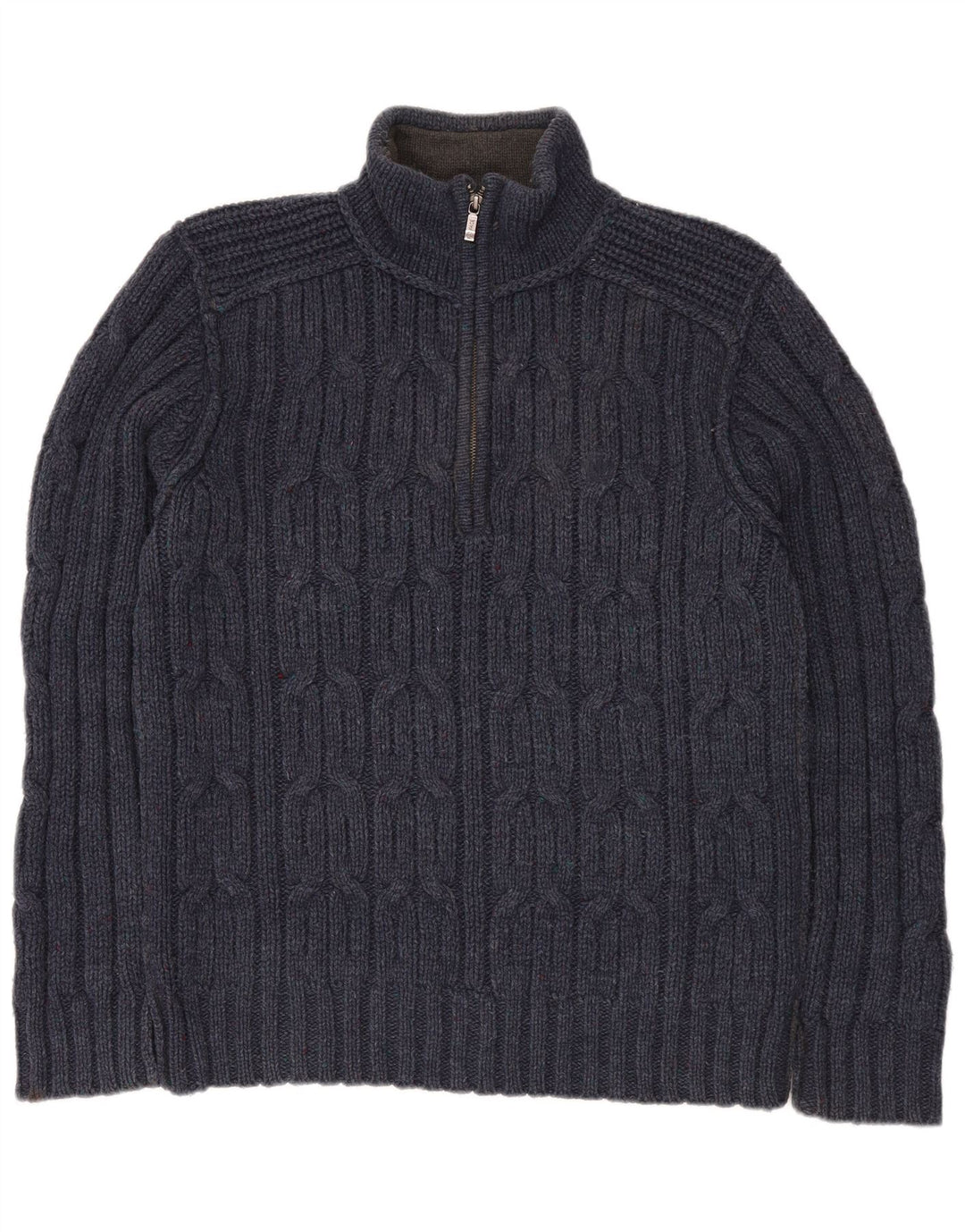 Fat Face Herre Zip Neck Jumper Sweater Medium Navy Blue Lammeuld