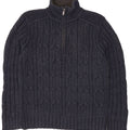 Fat Face Herre Zip Neck Jumper Sweater Medium Navy Blue Lammeuld