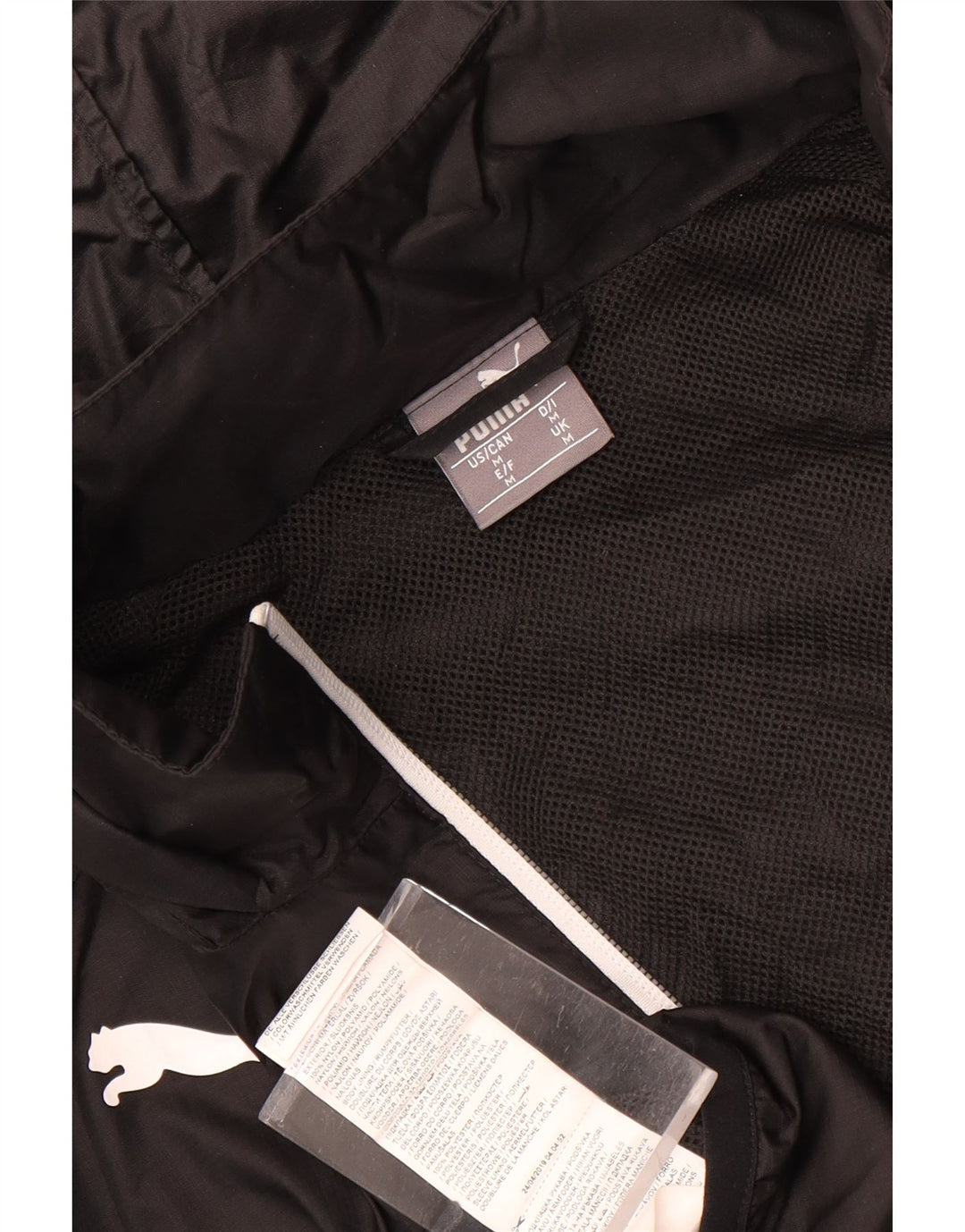 PUMA Regnjakke med hætte til mænd UK 38 Medium Sort Polyester