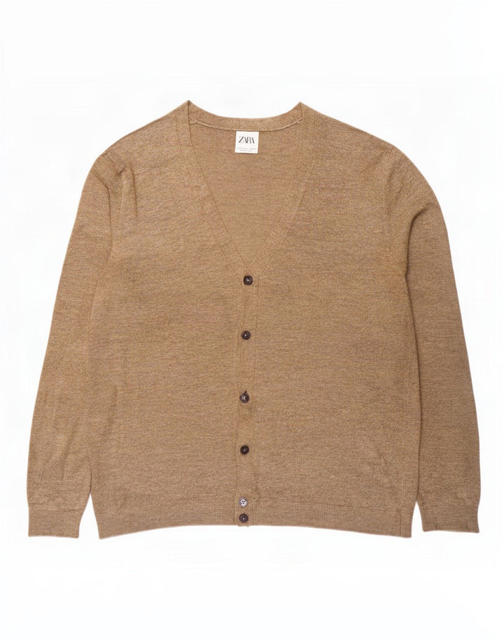 Zara Herre Cardigan Sweater Large Beige