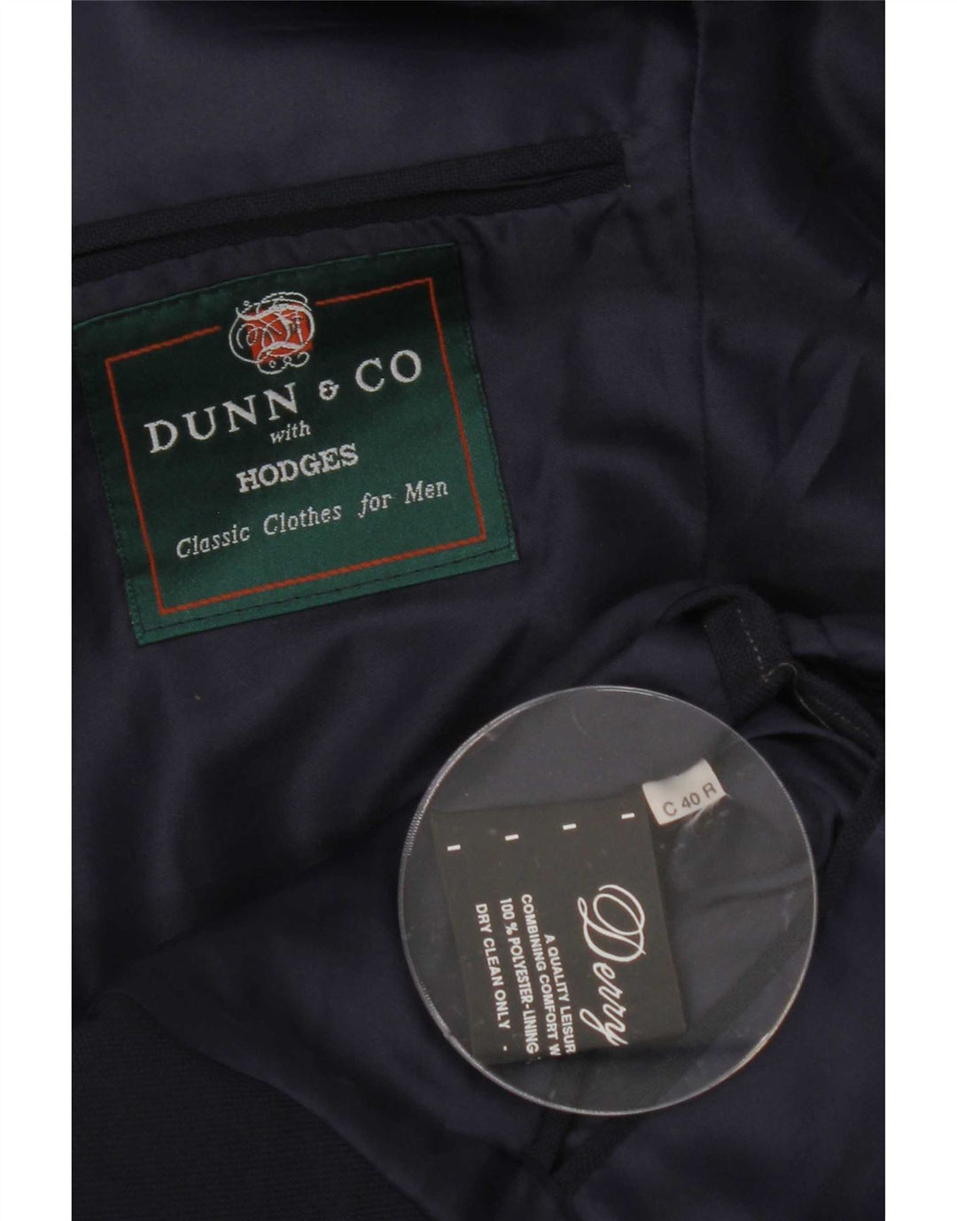 Dunn &Co Herre 2-knaps blazerjakke UK 40 Stor marineblå polyester