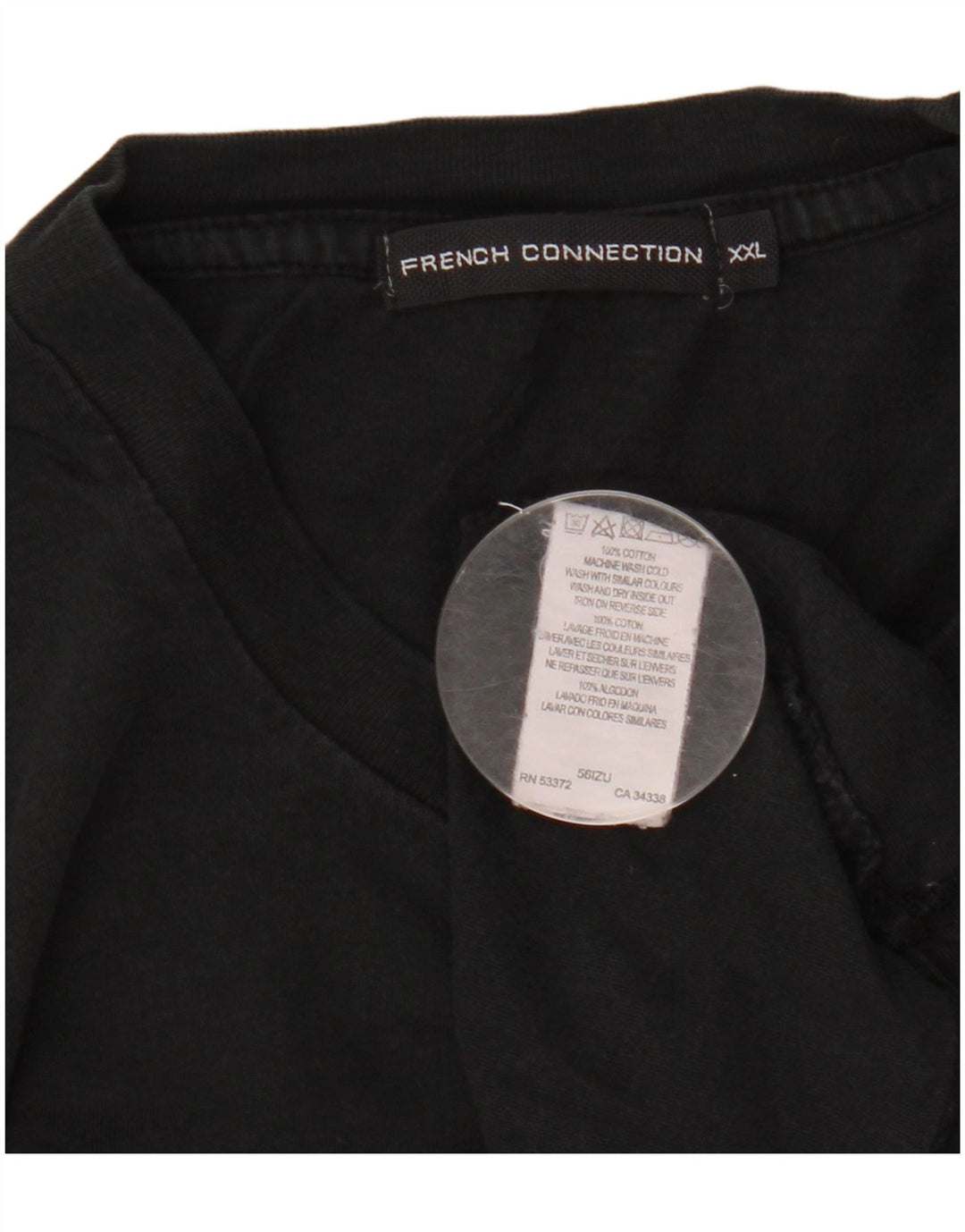 French Connection Herre Grafisk T-Shirt Top 2XL Sort Bomuld