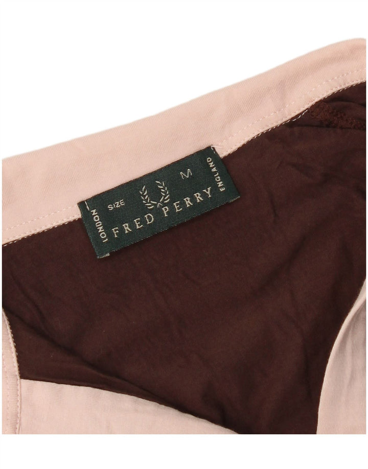 Fred Perry Dame Polo Shirt UK 12 Medium Brown Colourblock