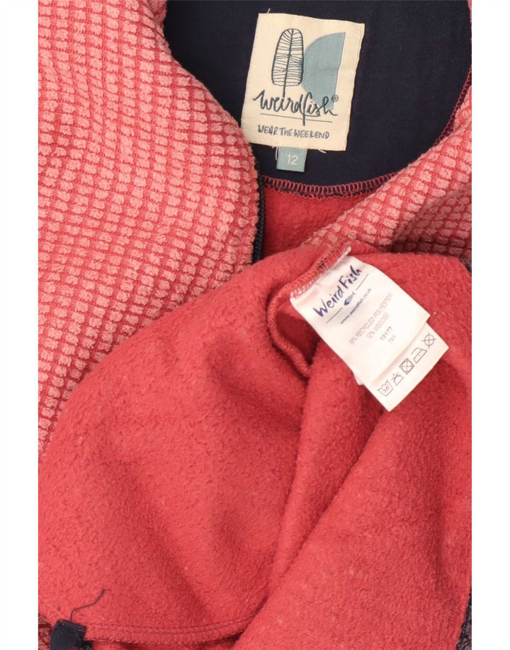 Weird Fish Womens Zip Neck Fleece Jumper UK 12 Medium Pink Polyester