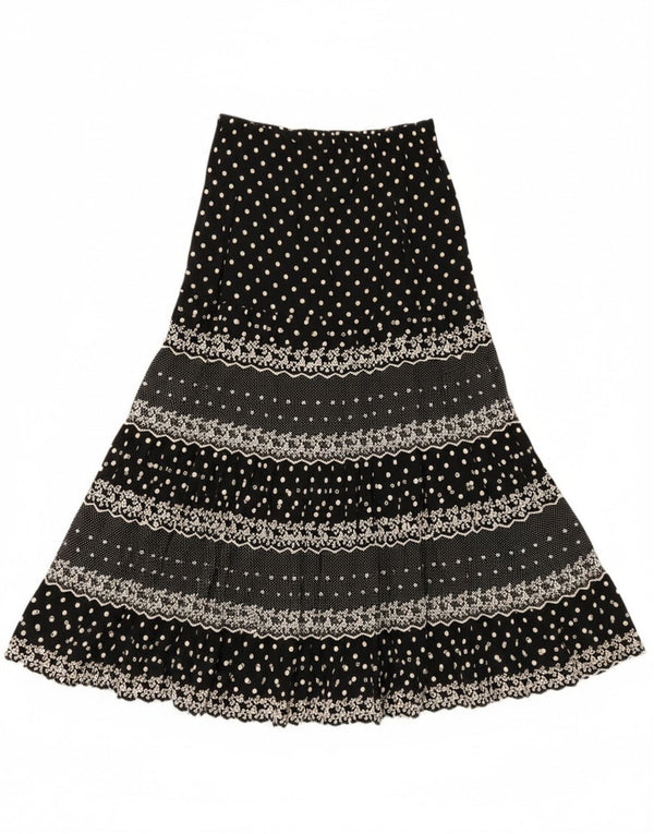 Vintage Womens Gypsy Skirt W28 Medium Black Spotted