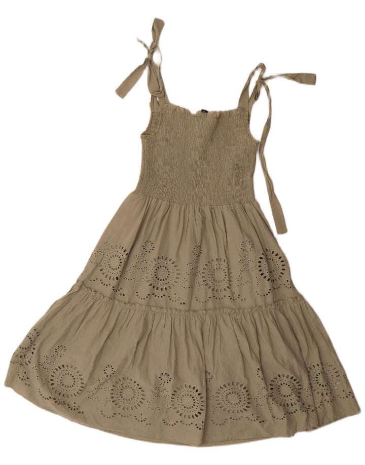 Zara Dame Sundress UK 8 Small Khaki Polyester